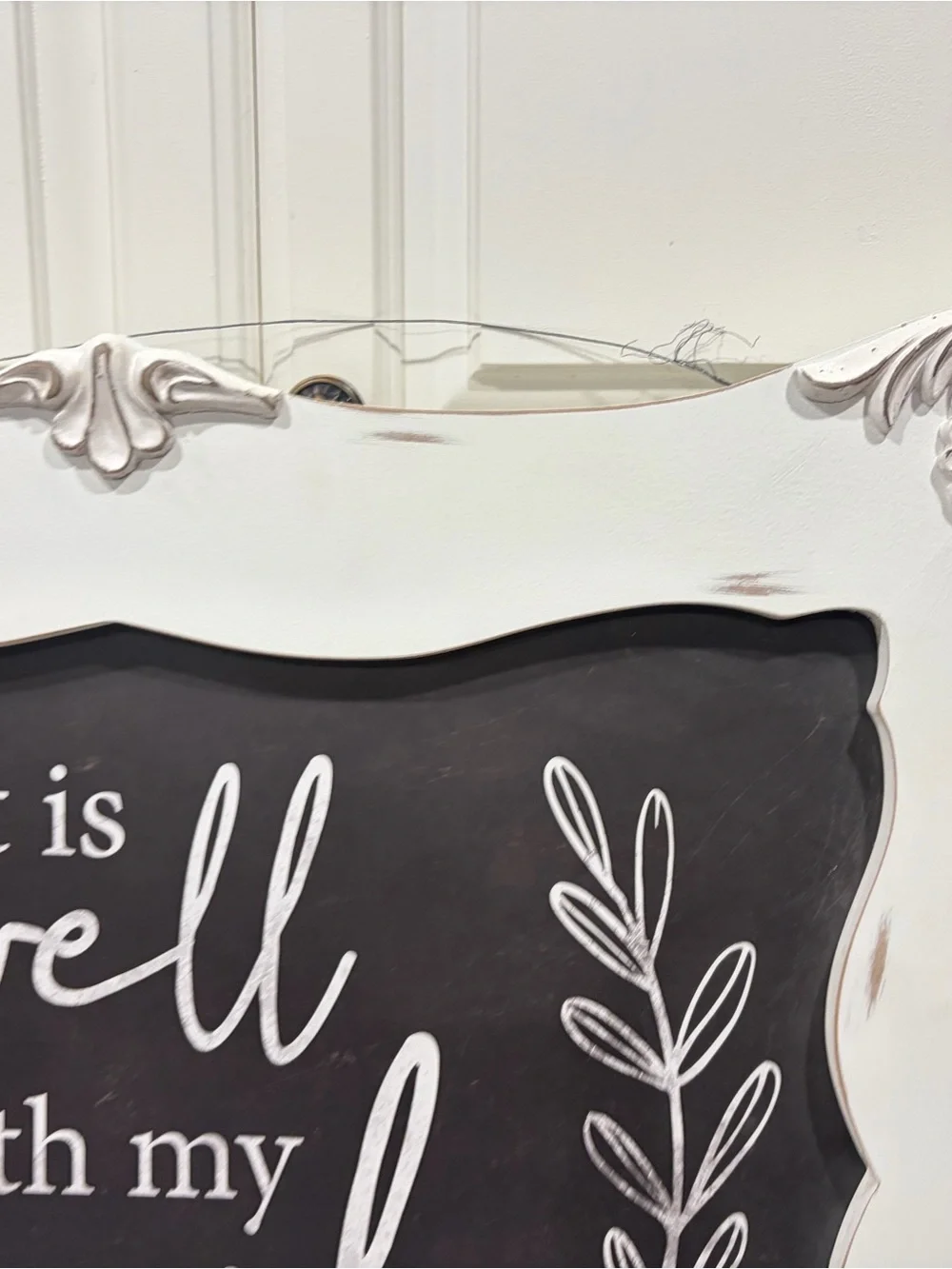 White Wood Framed Wall decor - 